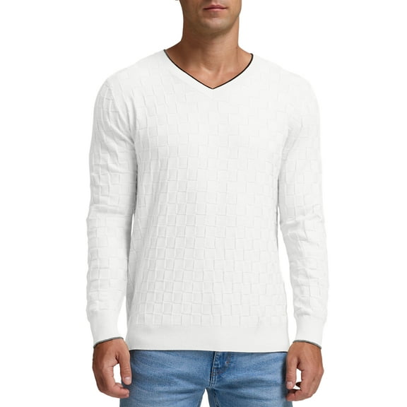 GIRUNS Men's V Neck Sweater Slim Fit Lightweight Long sleeve Sweatshirts Soft Casual Pullover Sweater For Men