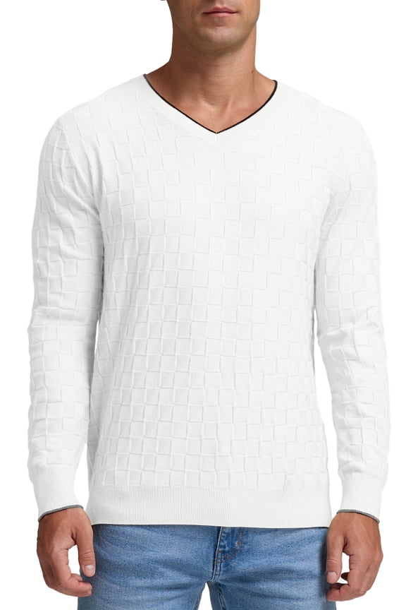 Men's V Neck Sweater Slim Fit Lightweight Long sleeve Sweatshirts Soft Casual Pullover Sweater For Men