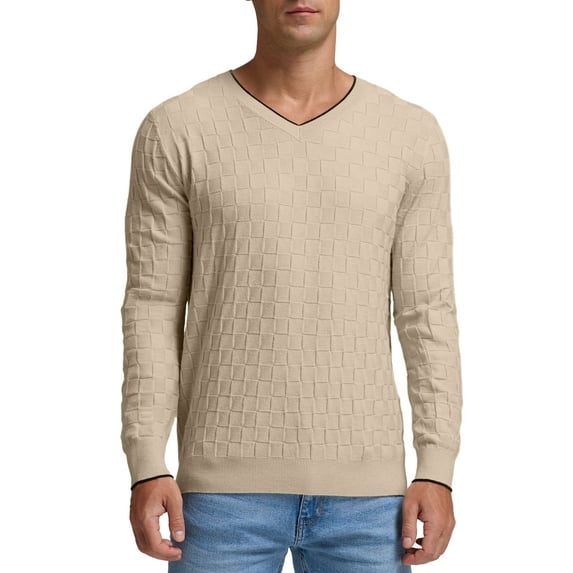 GIRUNS Men's V Neck Sweater Slim Fit Lightweight Long sleeve Sweatshirts Soft Casual Pullover Sweater For Men