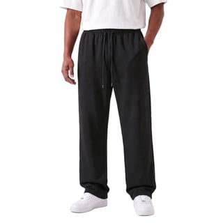 GIRUNS Mens Baggy Sweatpants Wide Leg Lounge Pants Soft Stretch Sweat Pants with Pockets Black L