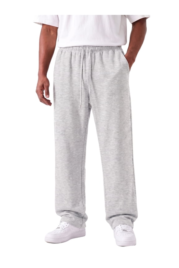 Mens Baggy Sweatpants Wide Leg Lounge Pants Soft Stretch Sweat Pants with Pockets Gray L