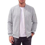Mens Bomber Jacket Lightweight Casual Varsity Fall Winter Jackets Zip-Up Outerwear Coat Gray L