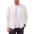thumbnail image 1 of GIRUNS Mens Bomber Jacket Lightweight Casual Varsity Fall Winter Jackets Zip-Up Outerwear Coat White 2XL, 1 of 8
