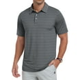 thumbnail image 1 of GIRUNS Mens Golf Shirts Moisture Wicking Dry Fit Performance Sport Short Sleeve Casual Striped Polo Shirts Gray Stripe XL, 1 of 7