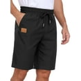 thumbnail image 1 of GIRUNS Men's Shorts Summer Beach Casual Elastic Waist Drawstring Shorts Black L, 1 of 7