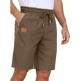 thumbnail image 1 of GIRUNS Men's Shorts Summer Beach Casual Elastic Waist Drawstring Shorts Brown M, 1 of 7