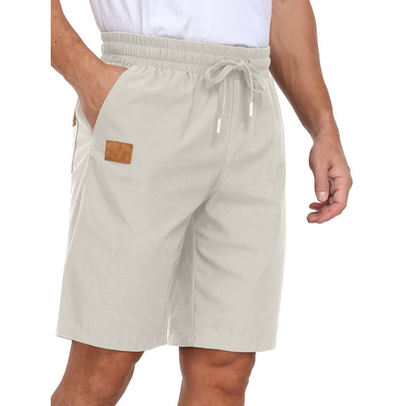 GIRUNS Men's Shorts Summer Beach Casual Elastic Waist Drawstring Shorts Grey L