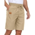 thumbnail image 1 of GIRUNS Men's Shorts Summer Beach Casual Elastic Waist Drawstring Shorts Khaki L, 1 of 7