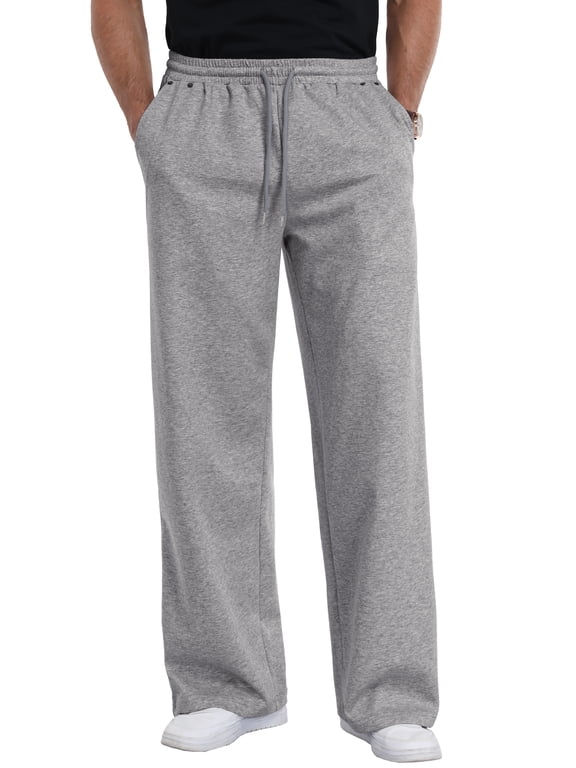 Mens Sweatpants Baggy Wide Leg Soft Stretch Casual Sweatpants For Men With Pockets Dark Gray L