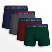 GIRUNS Mens Underwear 4 Pack Briefs Boxers Classic Solid Breathable Soft Mens Boxer L
