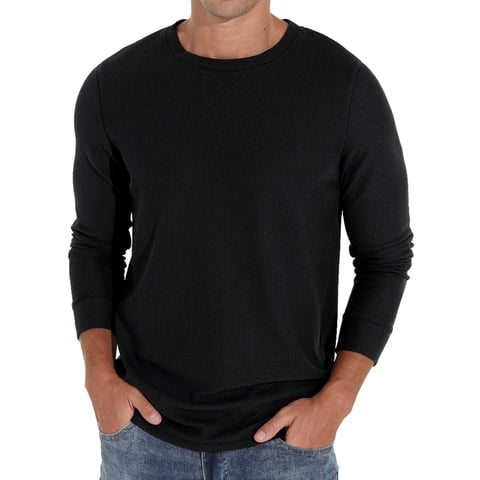 Mens Waffle Crew Neck Long Sleeve Pullover Shirts Casual Lightweight Fitted Basic T-Shirt