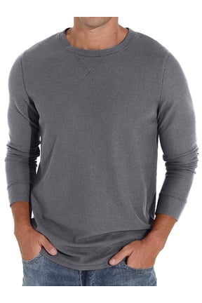 Mens Waffle Crew Neck Long Sleeve Pullover Shirts Casual Lightweight Fitted Basic T-Shirt