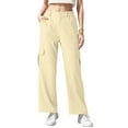 thumbnail image 1 of GIRUNS Womens Cargo Pants High Waist Trousers Beige M With Pockets Wide Leg Pants Loose Stretchy Casual Comfy Relaxed Fit Streetwear Long Straight Pants For Women, 1 of 7
