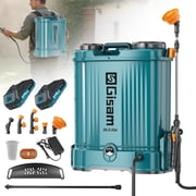 Backpack Sprayer 5.3Gal , Gisam 120PSI Electric Pressure Sprayer,with 2 x 2.0A Batteries, Telescopic Wand & Corrosion-Resistant Wand, 5 Nozzles