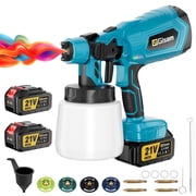 Gisam Cordless HVLP Paint Sprayer 21V MAX, Electric Spray Paint Gun with Adjustable 4 Nozzles & 3 Patterns,1000ML Container & 2PCS 4000mAh Batteries for House Furniture Fence Door Painting
