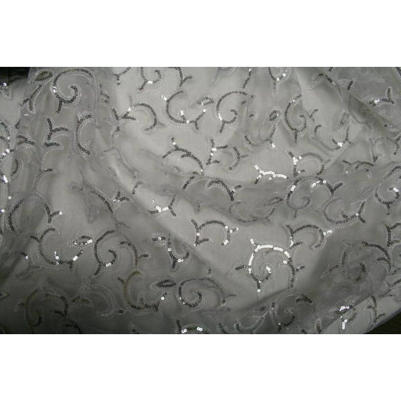 GISELLE Embroidered Sheer Fabric, 58 Inch. in Width, Sample 3x3 Inch / White