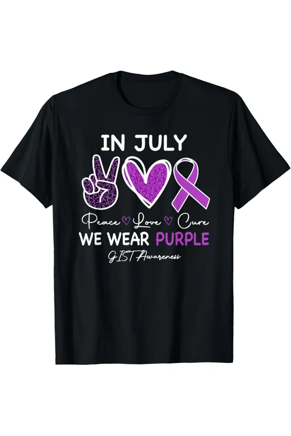 GIST Awareness July Purple Ribbon Support Health Warrior Peace Unisex T-Shirt, S-5XL