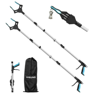 GISUNG 2-pack 44-inch Grabber Reacher Tool with Storage Bag Anti-Slip Jaw & Strong Magnetic Tip Foldable Rotating for Elderly