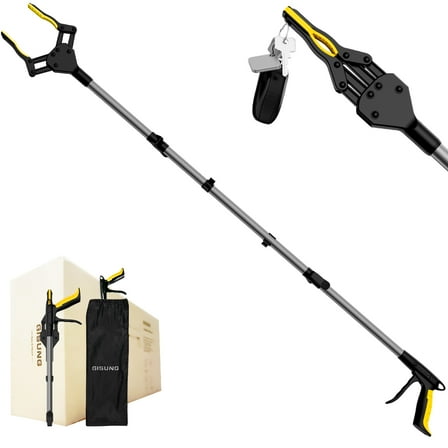 GISUNG 44" Grabber Reach Tool, Foldable Reacher and Pick up Tool, Grabber Tool with Rotating Jaw & Storage Bag, Strong Magnetic Tip