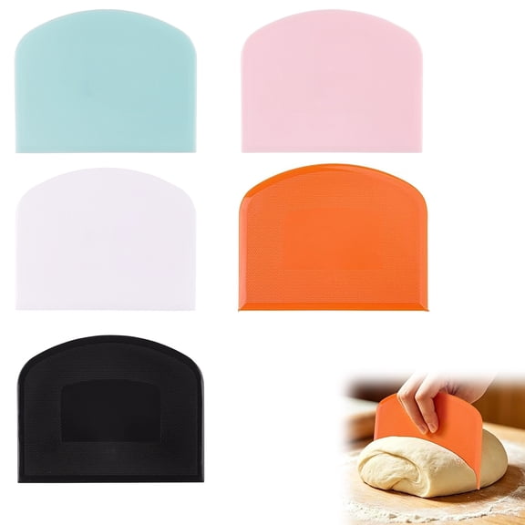 GISUREY Flexible Dough Scraper & Cutter Set, 5-Piece Bench & Bowl Scrapers