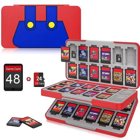 GIUGT Game Card Case for Nintendo Switch OLED Games, Portable Hard Shell Protective and Durable 24 Slots Card & 24 Slots Micro SD Card Storage Holder Box