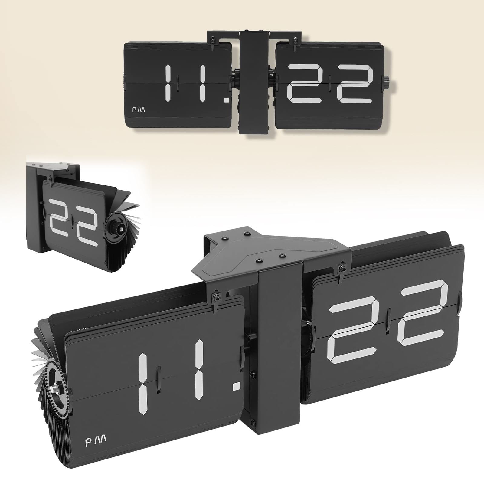 GIUHUIZ Flip Clock Retro Flip Clock Wall Clock Tabletop Flip Clock