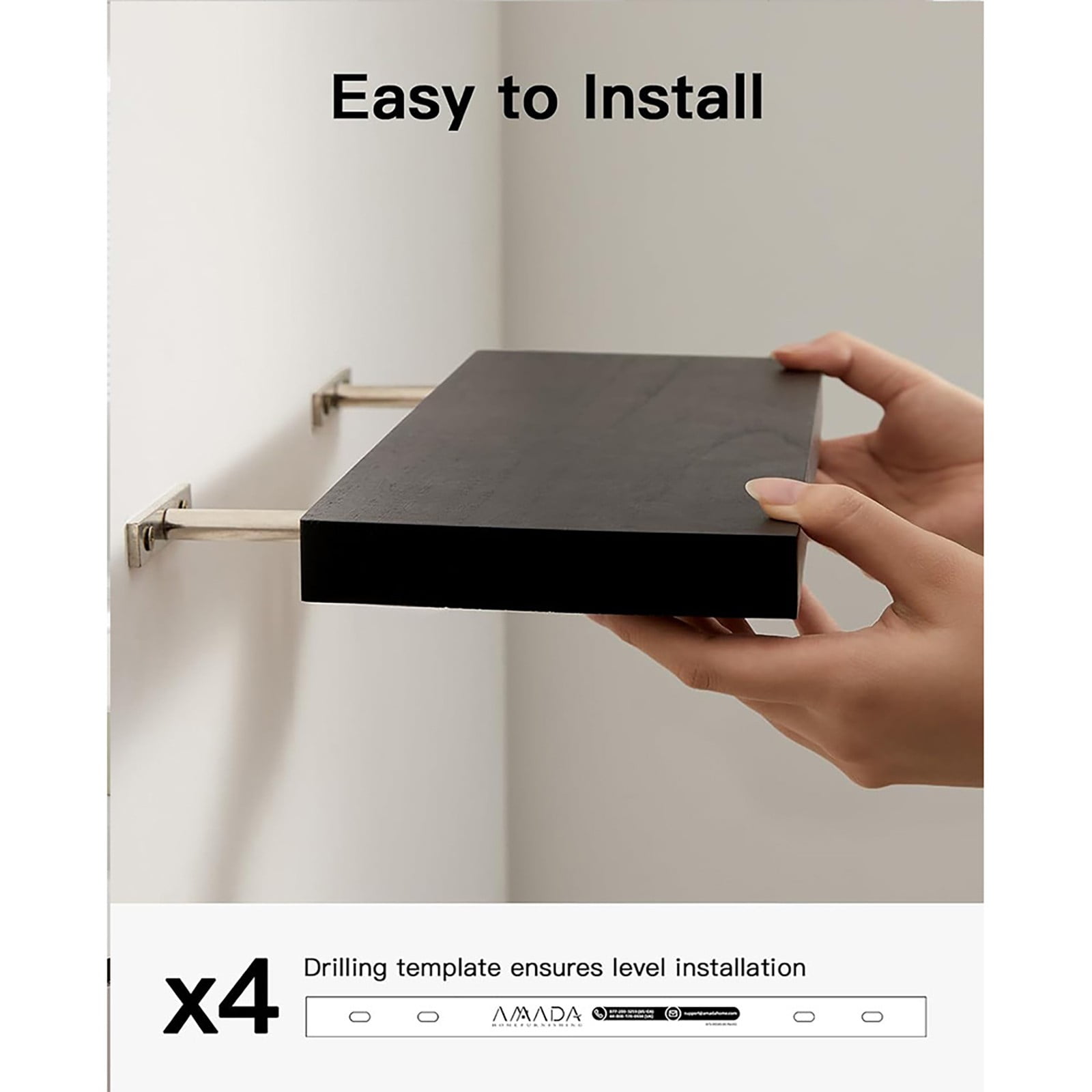 GIUHUIZ Floating Storage Shelf Wall Mounted Suspended Partition Wooden