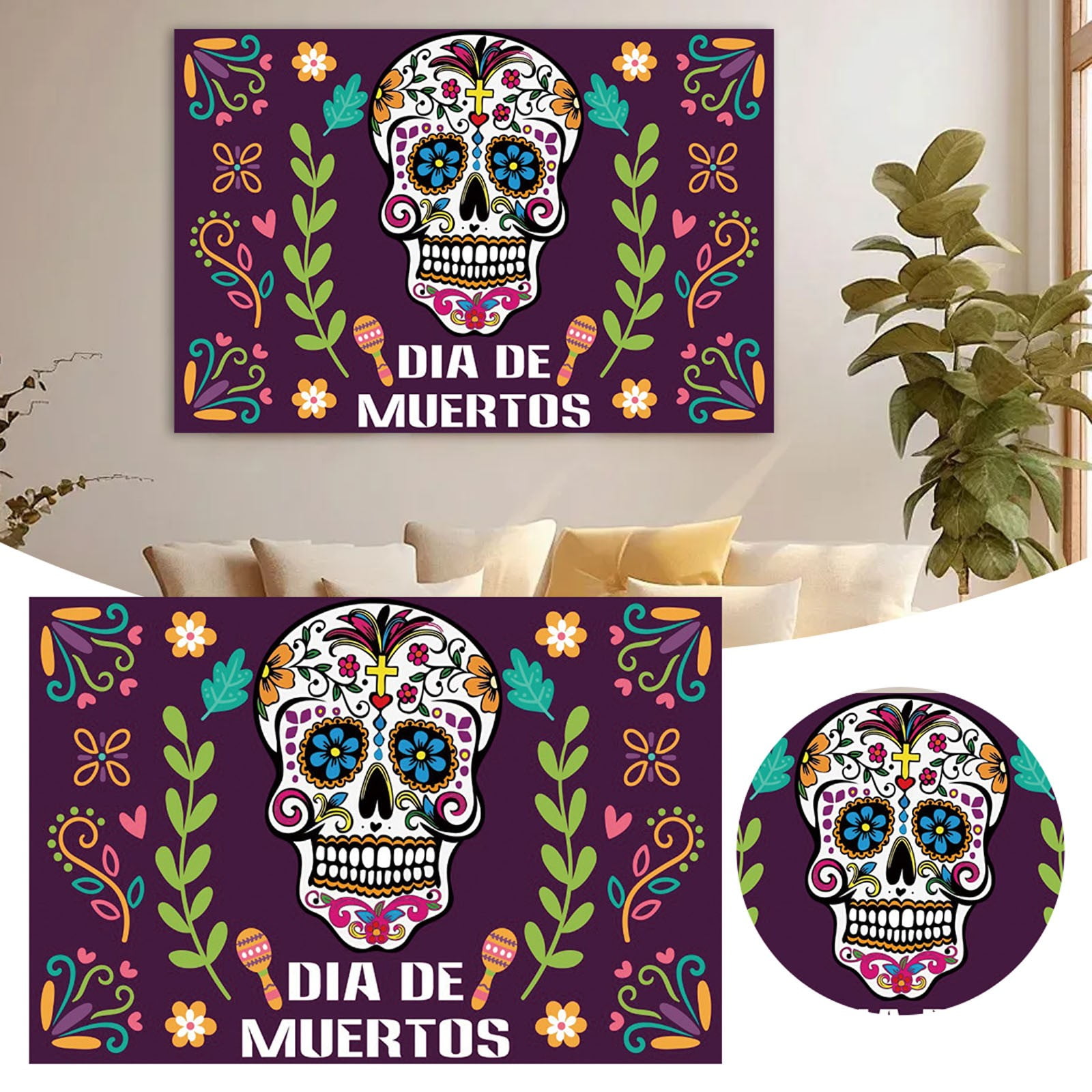 GIUHUIZ Laeacco 3.93*2.62ft Day Of The Dead Mexican Sugar Hand Painted