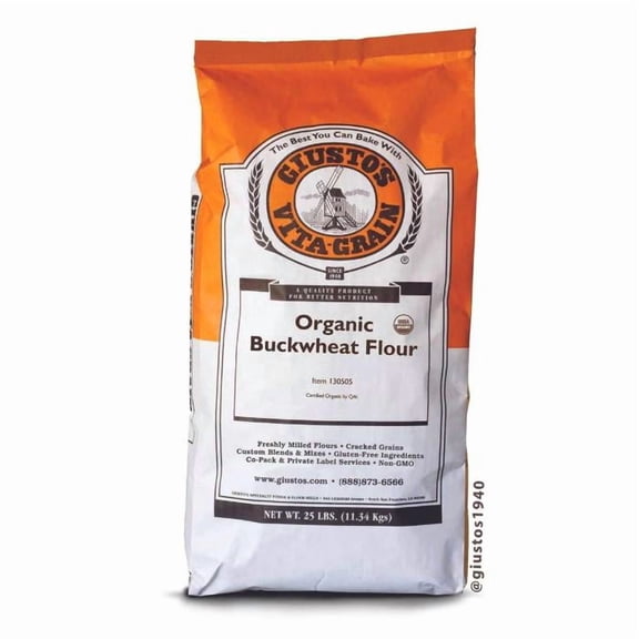 GIUSTOS EB - Organic Buckwheat Flour 25LB ( Pack of 1)