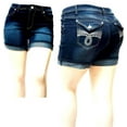 thumbnail image 1 of GIVE ME FIVE Women's PLUS SIZE Blue Denim stretch shorts, 1 of 5