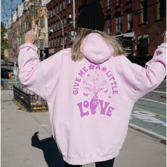 GIVE ME LITTLE LOVE Graphic Unisex Fleece Hooded Sweatshirt