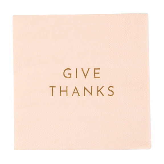 Bonjour Fte Thankful Peach Cocktail Paper Napkins, Disposable Party Supplies, 20 Count, Small, Beverage Size, Thanksgiving, Friendsgiving