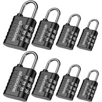 GIVERARE 8 Pack Combination Lock, 3-Digit Padlock Keyless, Resettable Luggage Locks for Backpack, Gym & School & Employee Locker, Weatherproof Travel Lock for Fence, Backyard Gate, Hasp, Case-Black