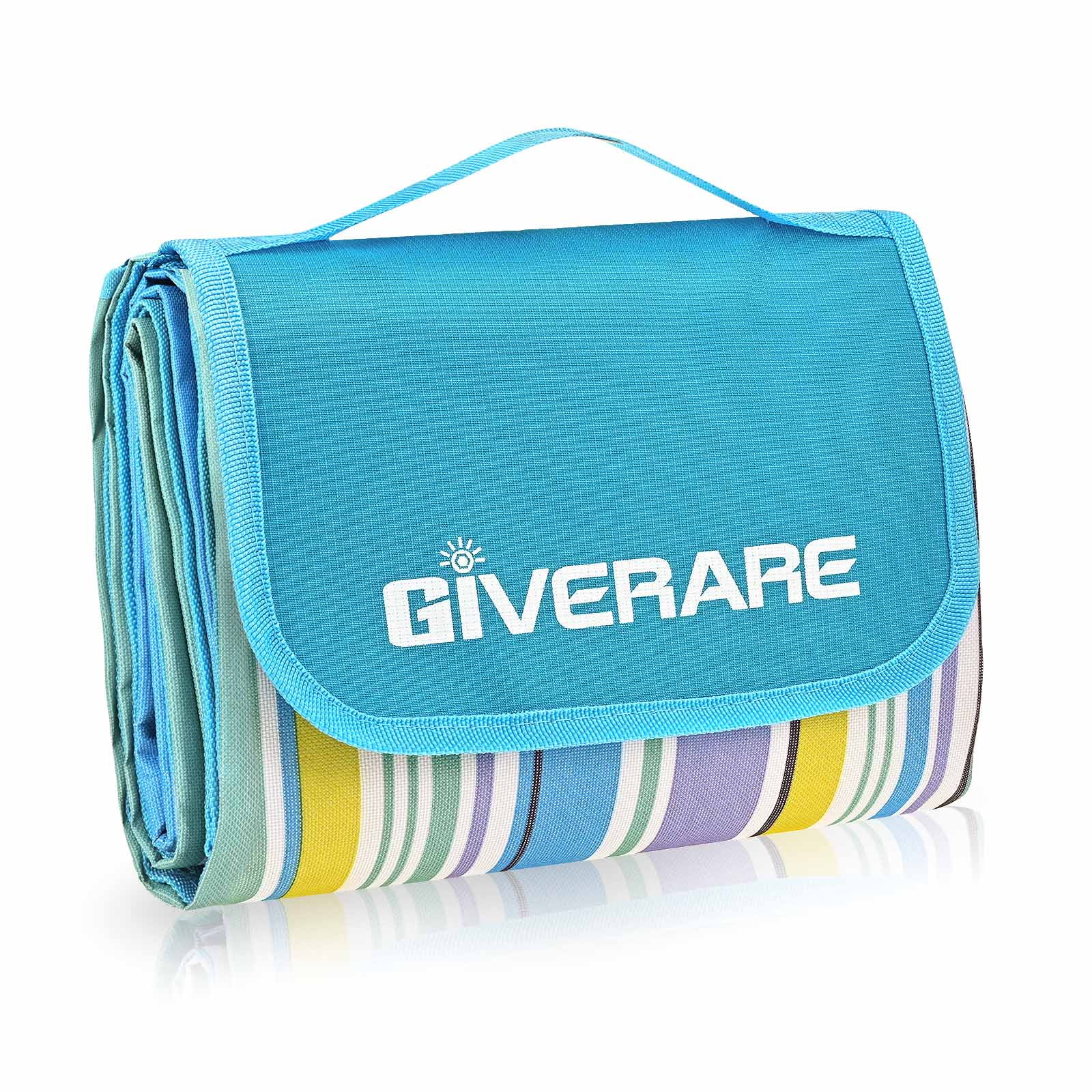 GIVERARE Picnic Beach Blanket, 80x60in XL Sandfree Waterproof Outdoor Camping Blanket, Quick Drying Oxford Family Mat