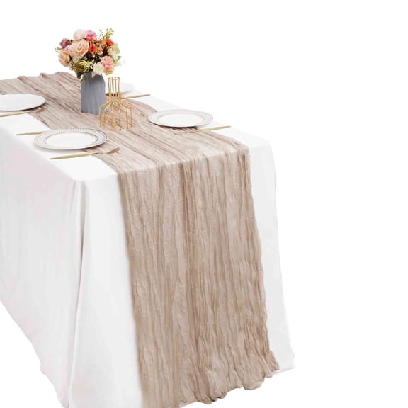 GIVERARE Table Runner Cheesecloth, 35x120in Gauze Boho Rustic Tabletop, 10ft Washable Cheese Cloth Table Runners, Easy to Clean Premium Dresser Cover for Wedding, Decor, Home, Art (Sage Beige)