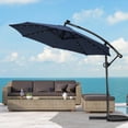 thumbnail image 1 of GIVIMO 10 Feet 360° Rotation Solar Powered LED Patio Offset Umbrella without Weight Base,Navy, 1 of 10
