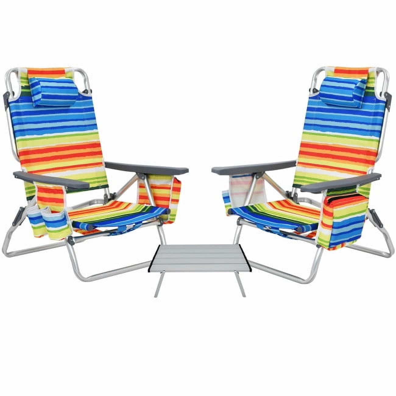 GIVIMO 2 Pack 5-Position Outdoor Folding Backpack Beach Table Chair Reclining Chair - image 1 of 10