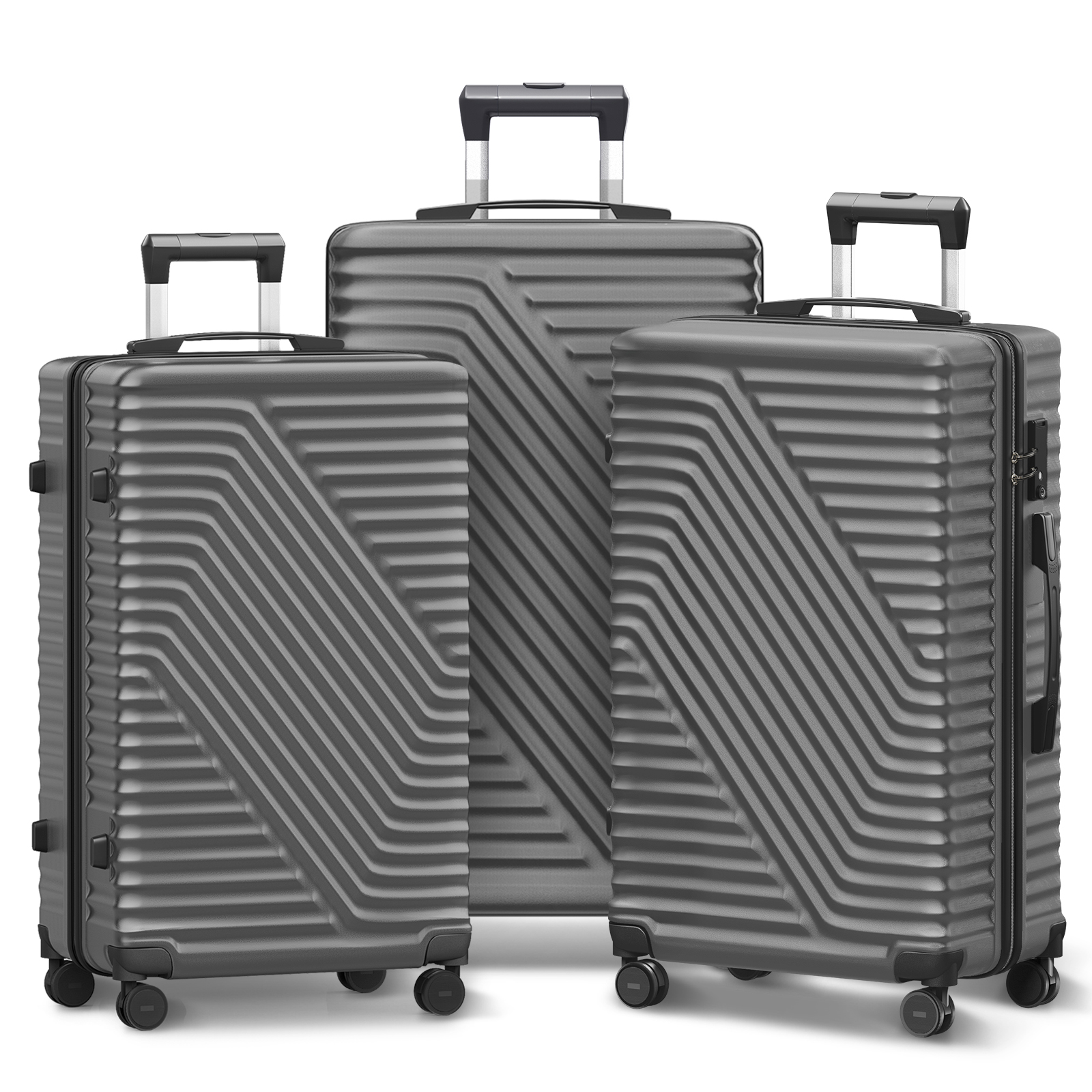 Rugged 3 Piece Hard Case Luggage Set with Spinner Wheels, 100 PC Body