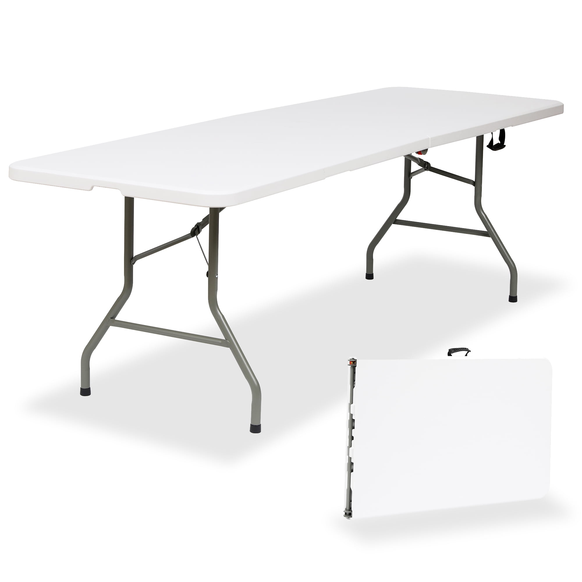 GIVIMO 8ft Long Folding Party Table for Office, Beach, Picnic, Garden, Home, Dining, Wedding Indoor Outdoor-White