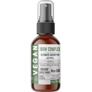 GIVOL Iron Bisglycinate Complex + Vitamin C + B12 for Women, Men & Kids Sugar-free| Vegan Liquid Spray | Energy & Immunity Booster | Non-GMO&nbsp;|&nbsp;2&nbsp;Fl&nbsp;Oz