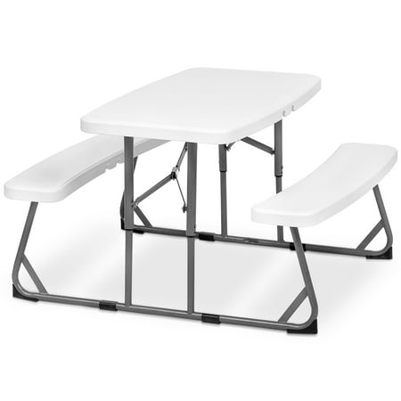 GIVIMO Kids Picnic Table Folding Plastic Table and Benches - Seating for 4 Kids