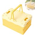 thumbnail image 1 of GIXUSIL 1 Pack Foldable Storage Box Pastel Yellow Plastic Crates Multipurpose Collapsible Bins with lids Cute Organization Basket for Home Office Kitchen Picnic Camping 9.8×6.7 in, 1 of 7