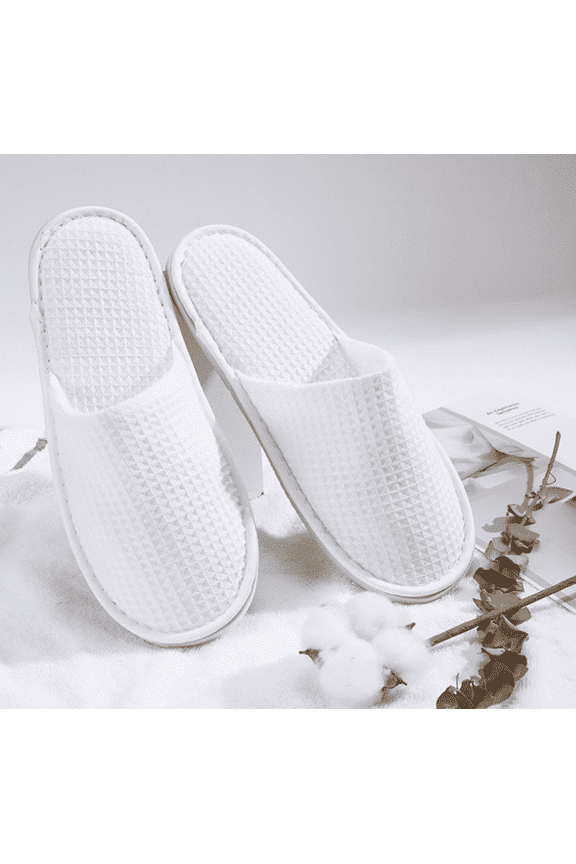 10 Pairs Waffle Closed Toe White Spa Slippers Hotel Slippers Fit Most Men and Women for Spa, Party Guest, Hotel and Travel