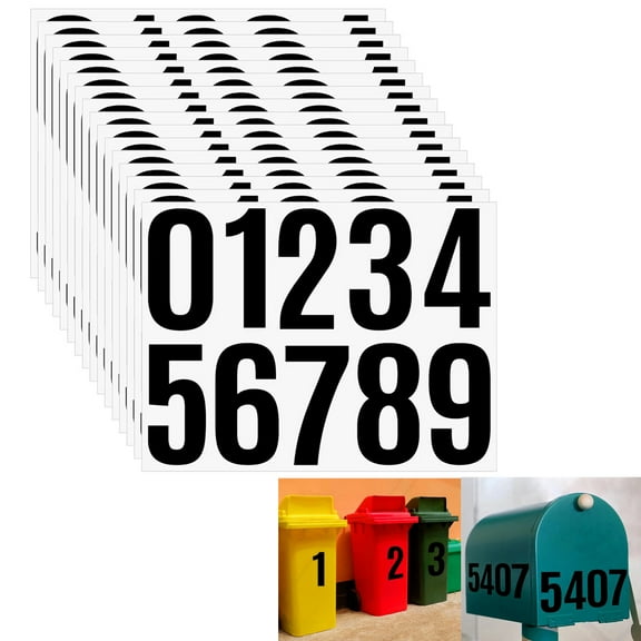 GIXUSIL 10 Sheets Mailbox Number stickers 4 inch Waterproof Vinyl Large Decals Self Adhesive House number for Signs Car Home Residence Trash Mailbox Address Number(Black)