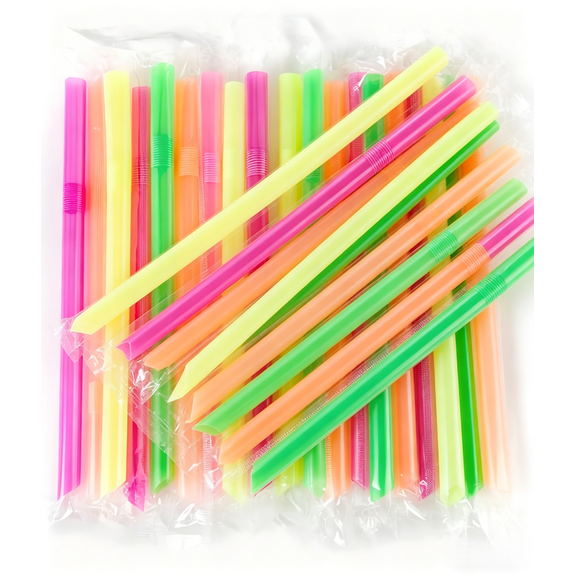 GIXUSIL 100 Count 8.27" Long Jumbo Plastic Boba Straws Individually Wrapped, -0.39" Extra Wide Bendy Colorful Disposable Flexible Boba Smoothie Straws for Bubble Tea, Milkshakes, Tapioca Pearls