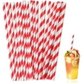thumbnail image 1 of GIXUSIL 100 Pieces Disposable Paper Straws Red Striped Paper Straws Bulk for Drinking Crafts Birthday Wedding Party Decorations Supplies Cocktail Coffee Drinking Water Straws (Red), 1 of 7