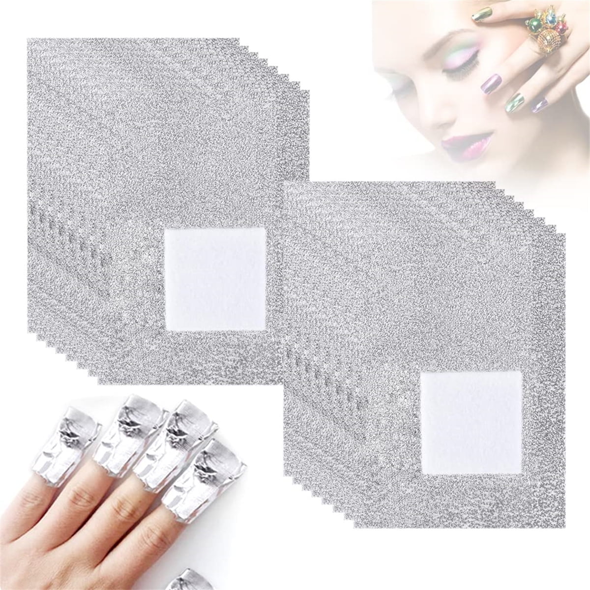 GIXUSIL 200Pieces Foil Nail Wraps, Finger Polish Wraps Removal Tool, Nail Polish Remover Soak-off Foil with Large Cotton Pad for Removal, Dip Powder, UV, Gel, Polish