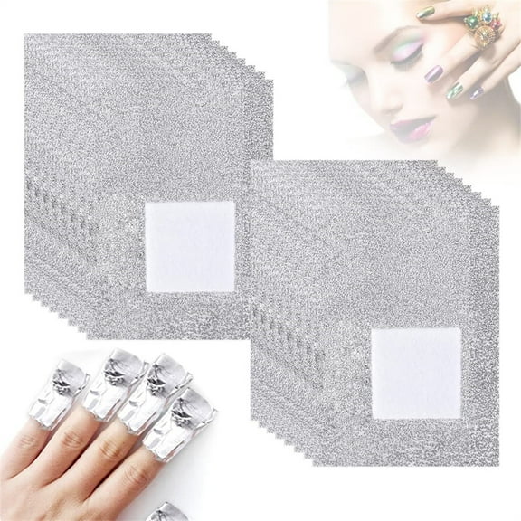 GIXUSIL 200Pieces Foil Nail Wraps, Finger Polish Wraps Removal Tool, Nail Polish Remover Soak-off Foil with Large Cotton Pad for Removal, Dip Powder, UV, Gel, Polish