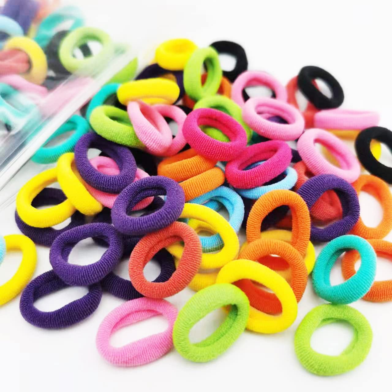 GIXUSIL 100Pcs Mini Hair Ties Hair Ties for Fine Thin or Straight Hair Ponytail Pack Hair Ties for Babies Toddlers and Young Children 3.14 cm