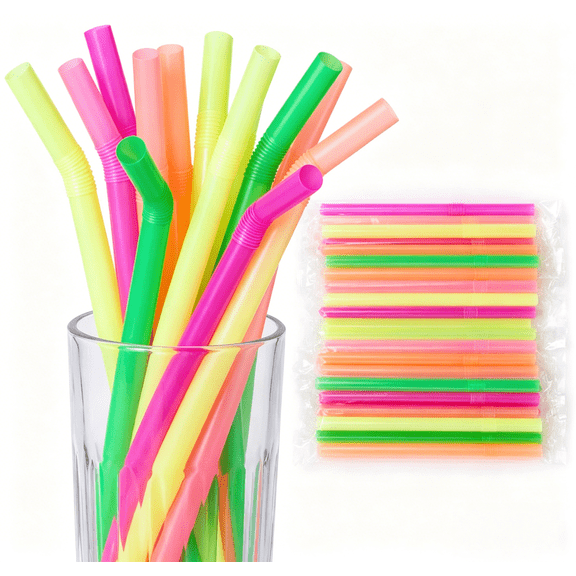 GIXUSIL 100Pcs Multicolor Boba Tea Straws, Flexible Extra Wide 0.39"x8.27" Individually Wrapped Bendy Straws for Milkshake Smoothie Drinks